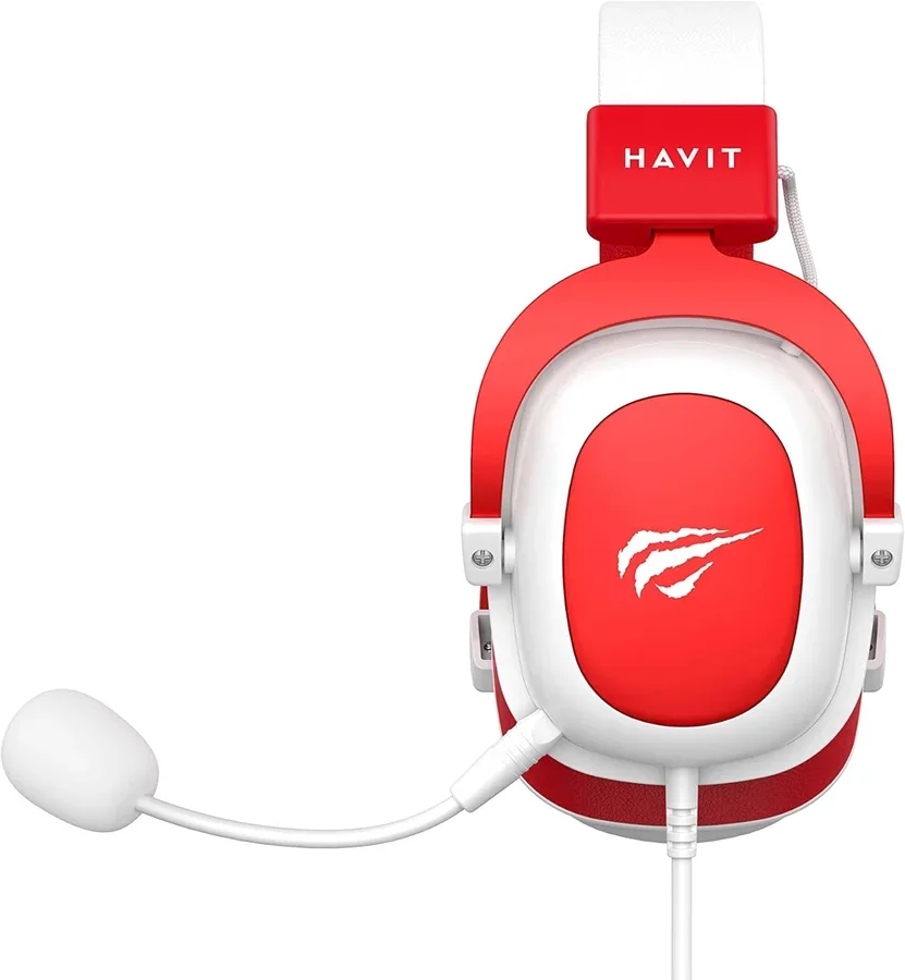 سماعة رأس ألعاب Havit H2002d أبيض/أحمر مع مايكروفون قابل للفك H2002d-White+Red — 2