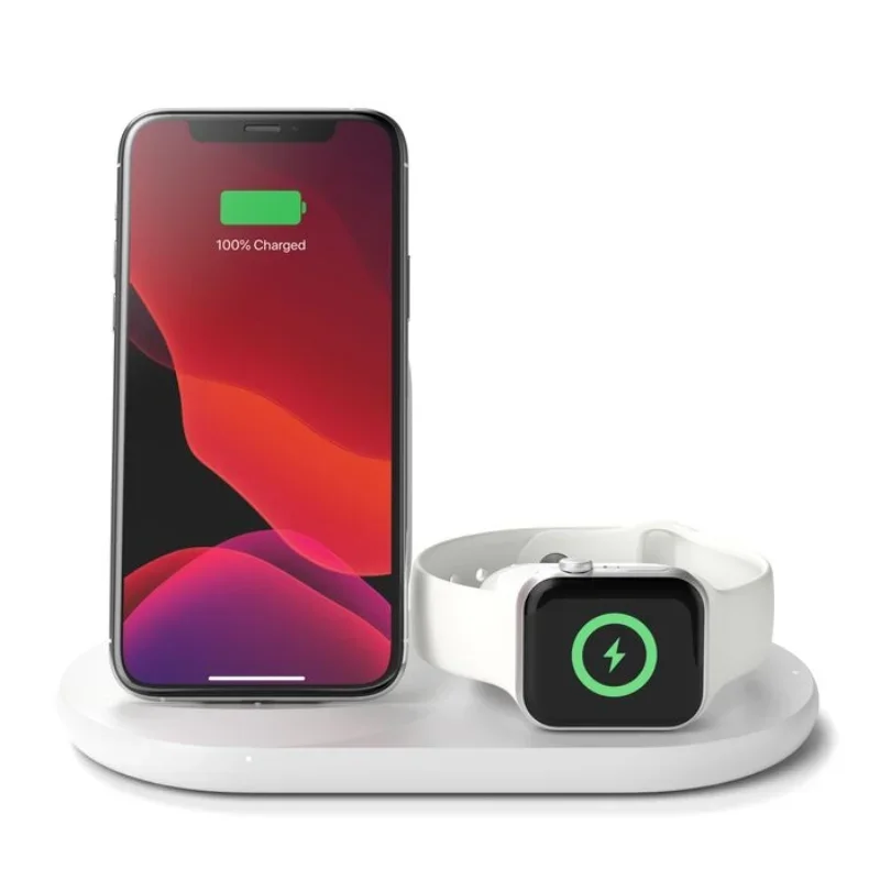 شاحن لاسلكي بلكين بوست تشارج ٣ × ١ لأجهزة آيفون و Apple Watch و AirPods - WIZ001myWH