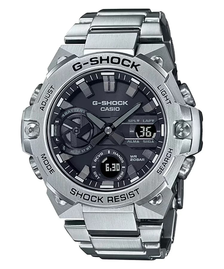ساعة يد رجالية معدنية فاخرة من سلسلة G-STEEL GST-B400D-1ADR