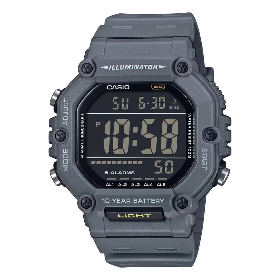 ساعة رقمية كبيرة مقاومة للماء حتى 100 متر مع وظائف متعددة من CASIO AE-1600H-8BVDF