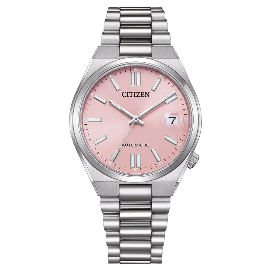 ساعة يد أنيقة من CITIZEN موديل NJ0200-50Z مع حركة أوتوماتيكية وتصميم فضي مقاوم للخدش