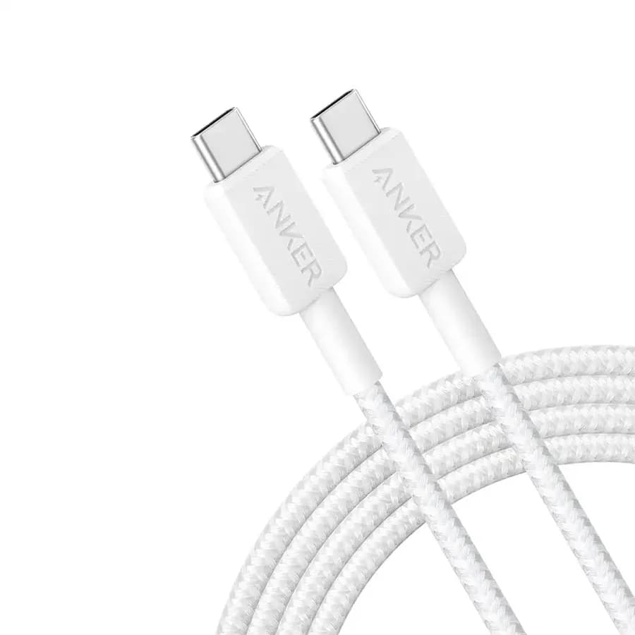 كيبل أنكر 322 USB-C إلى USB-C مضفر بطول 3 أقدام أبيض 4988