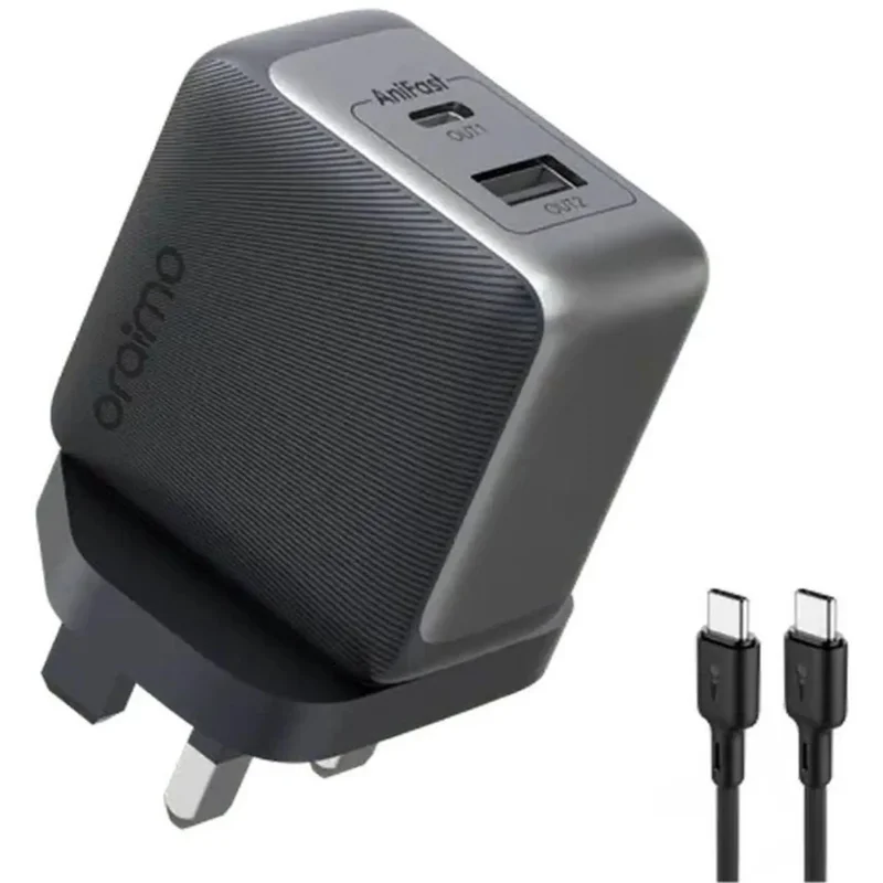 شاحن Oraimo 33W بتقنية GaN مع كابل A إلى C (60W) أسود - 5686