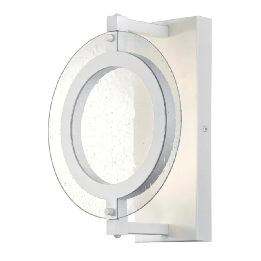 مصباح حائط LED بقوة 14 واط بتصميم أبيض مطفي وزجاج شفاف مزخرف