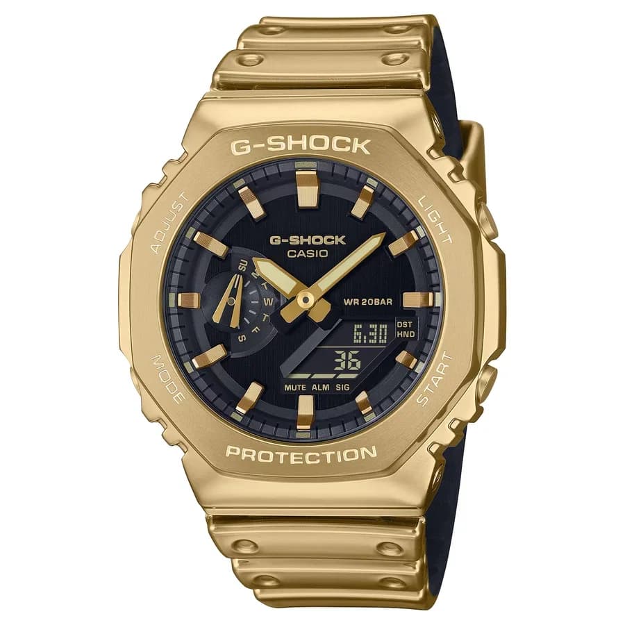 ساعة يد رجالية أنيقة مقاومة للماء بتصميم عصري من CASIO G-SHOCK GM-2100YMG-9ADR