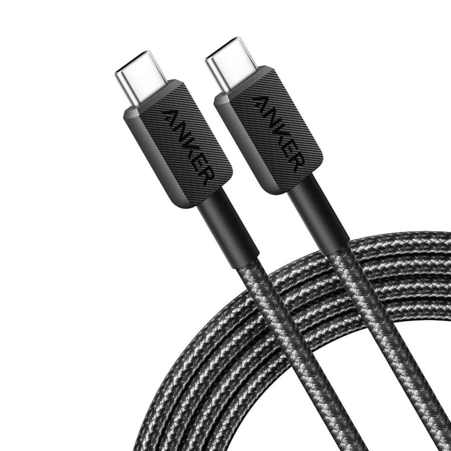 كيبل أنكر 322 USB-C إلى USB-C مضفر بطول 6 أقدام - أسود 4985