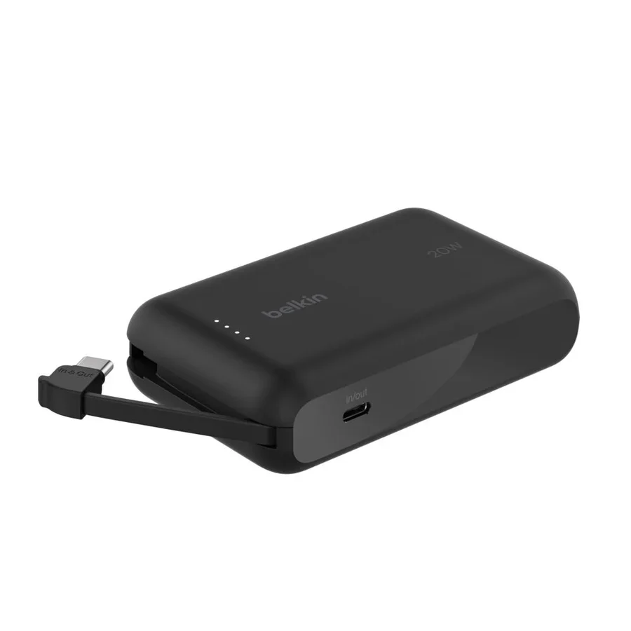 بنك طاقة Belkin Power Bank 20W 10K مع كابل مدمج - BPB021hqBK