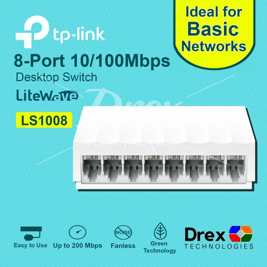 مفتاح إيثرنت غير مُدار TP-LINK LS1008 مع 8 منافذ بسرعة 10/100 ميجابت في الثانية - 280024 — 2