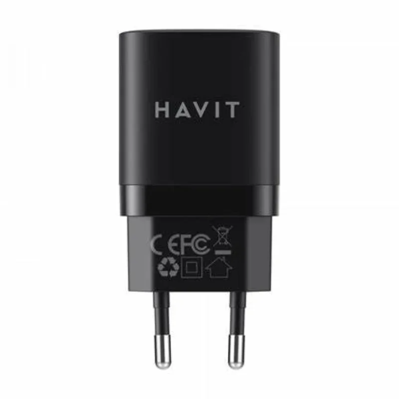 شاحن جداري Havit UC30 UK بقدرة 30 واط بمنفذين - أسود UC30UK-Black