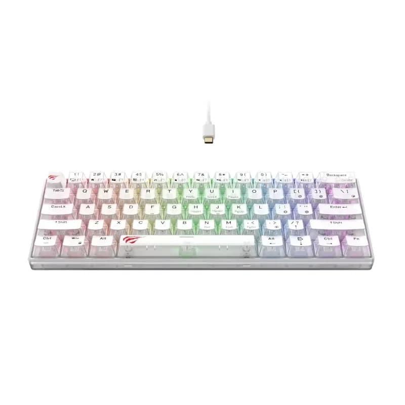 كيبورد ميكانيكي للألعاب Havit KB903L أبيض مع إضاءة RGB وتصميم مدمج - KB903L-white — 2