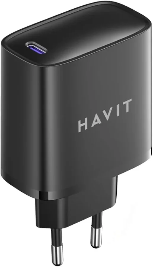 شاحن جداري سريع مع منفذين USB و Type-C وكابل C إلى L - ST711 UK-Black