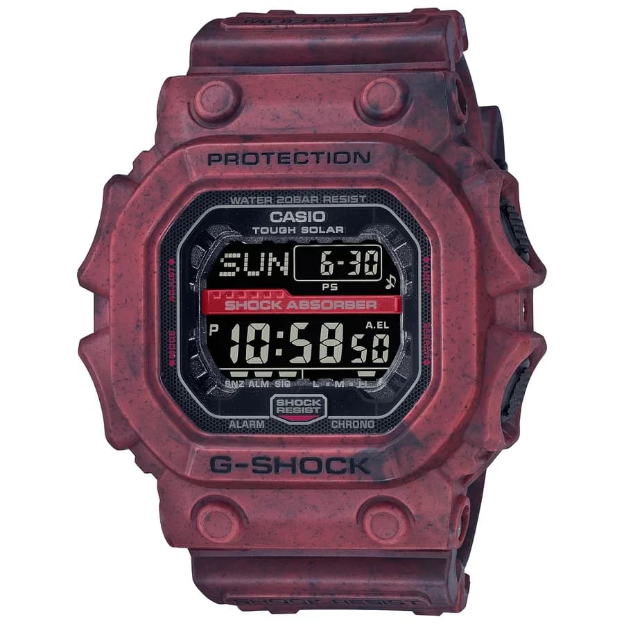 ساعة يد رقمية مقاومة للصدمات بتصميم ضخم شفاف باللون الأحمر GX-56SL-4DR 4549526324307