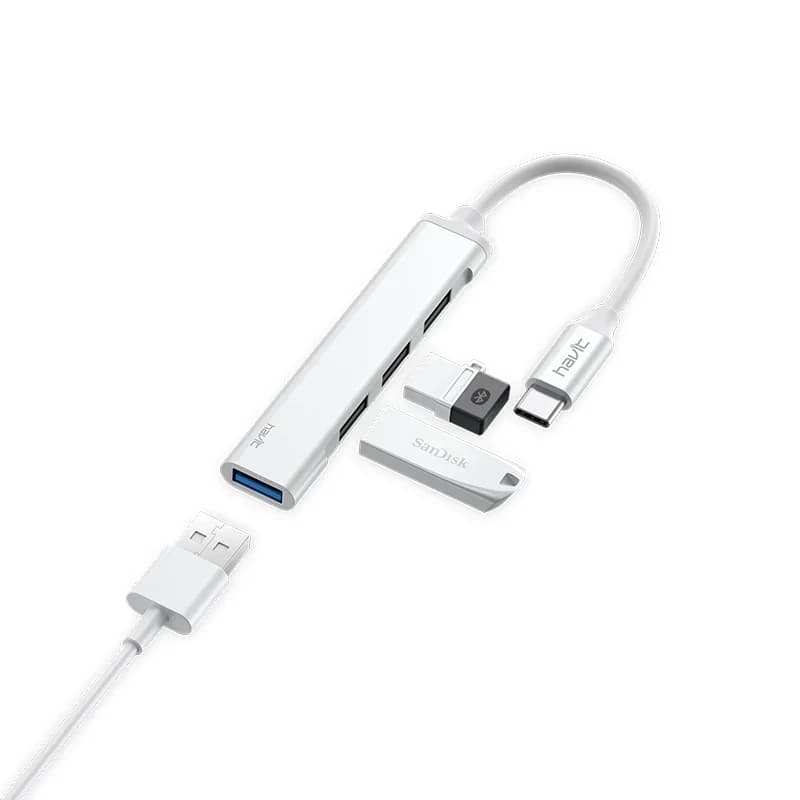 هاب USB-C إلى 4 منافذ USB-A من هافت HB41-Silver