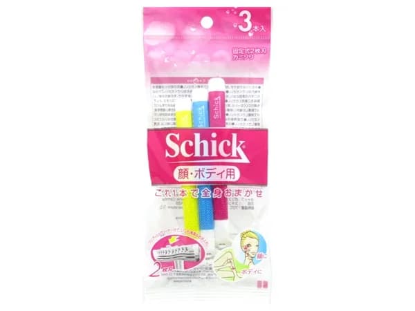 شفرة حلاقة ثابتة بشفرتين للنساء من SCHICK - عبوة تحتوي على 3 قطع