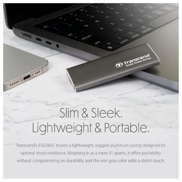 قرص SSD خارجي محمول ترانسيند 1 تيرابايت - 1TB-ESD265C