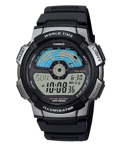 ساعة كاسيو الرقمية AE-1100W-1AVDF مع ميزات متعددة وعمر بطارية طويل
