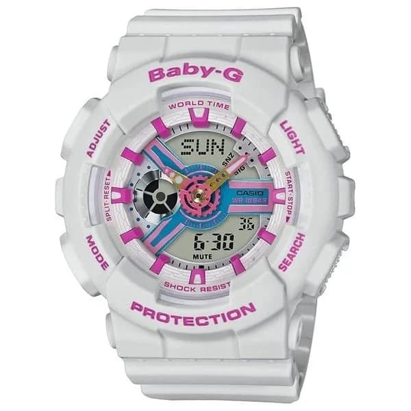 ساعة يد نسائية أنيقة من سلسلة Baby-G مقاومة للماء حتى 100 متر - BA-110NR-8ADR