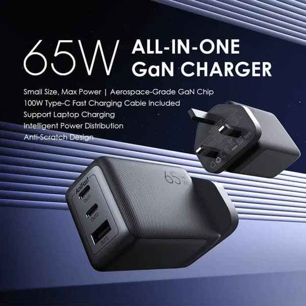 شاحن Oraimo 65W بتقنية GaN مع كابل USB Type-C إلى USB Type-C - أسود - 5288 — 3