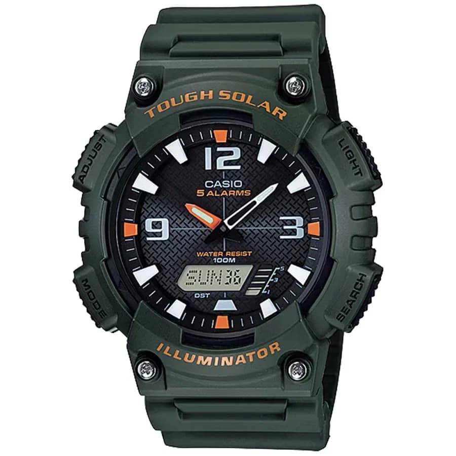 ساعة يد أنالوج/رقمية مقاومة للماء بتقنية Tough Solar من كاسيو AQ-S810W-3AVDF