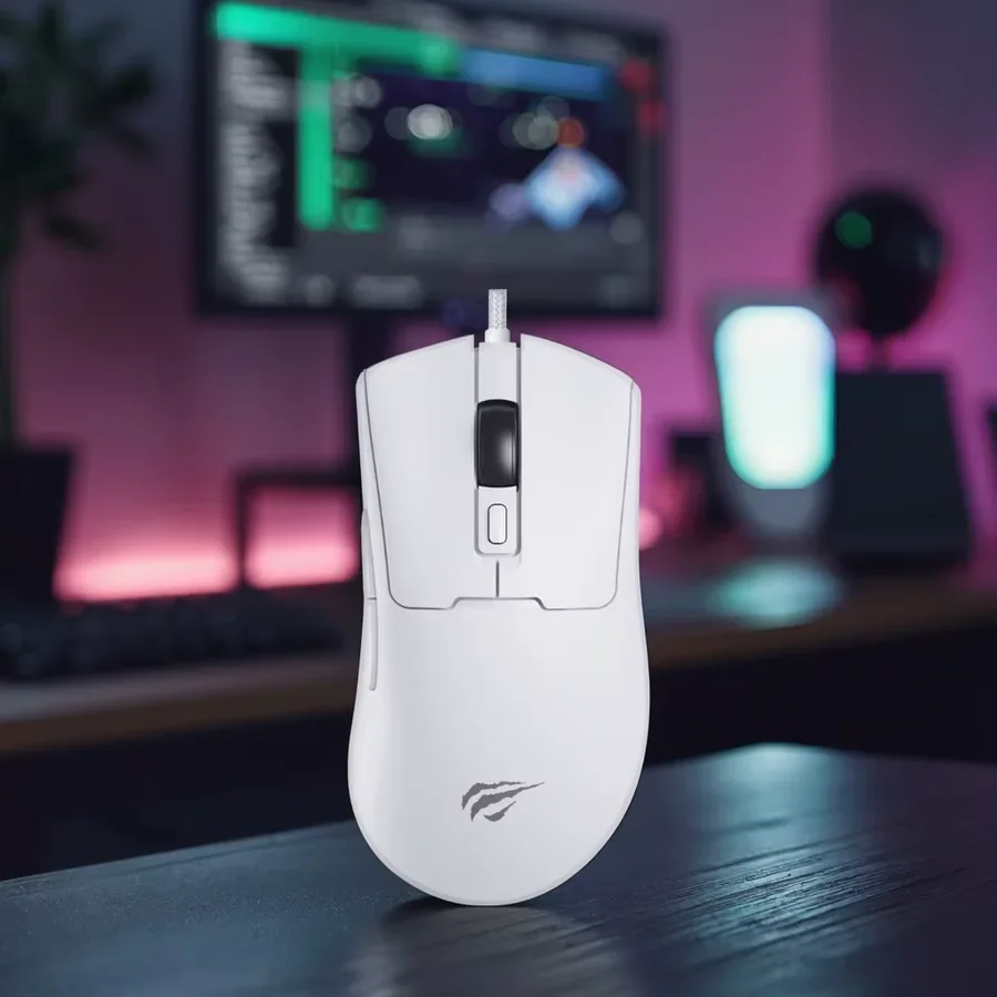 ماوس الألعاب هافيت MS966 الأبيض مع مستشعر بصري عالي الأداء MS966-white