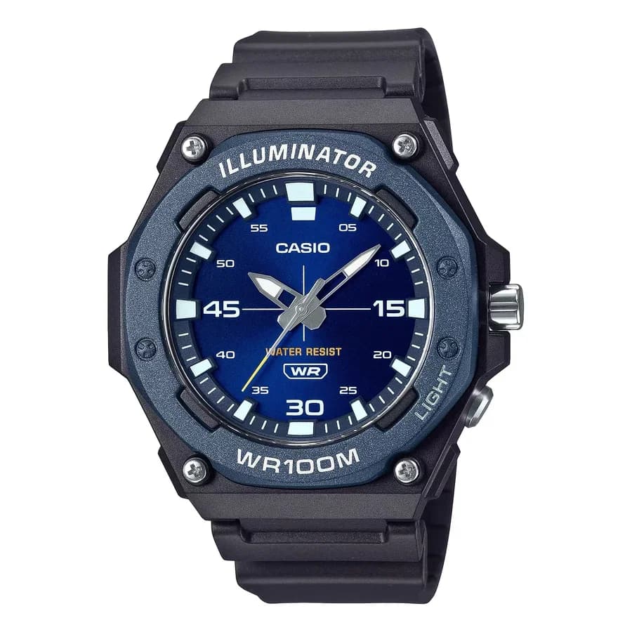 ساعة كاسيو أنالوج مقاومة للماء بتصميم كبير موديل MW-620H-2AVDF
