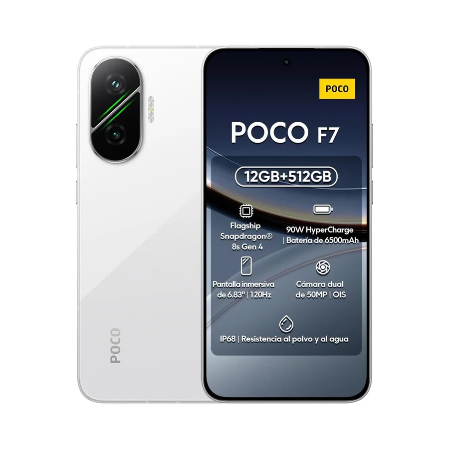 هاتف POCO F7 أبيض 12 جيجابايت رام 512 جيجابايت ذاكرة داخلية - 6932554437992 — 2