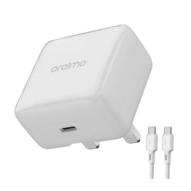 شاحن Oraimo 20W بتقنية GaN مع كابل USB-C إلى USB-C أبيض 5029