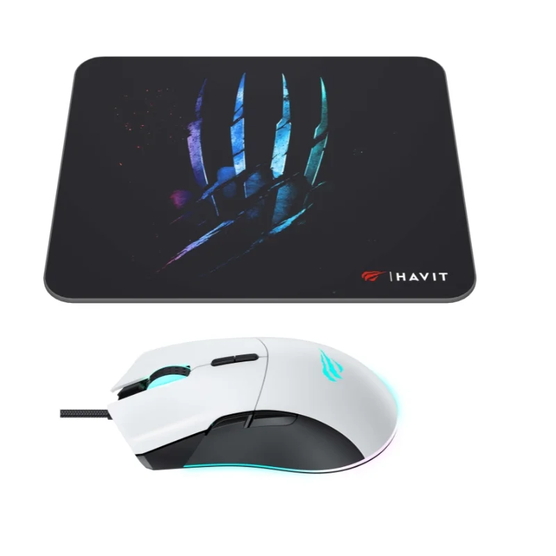 ماوس العاب مع ماوس باد Havit MS1037CM أبيض وأسود 7259