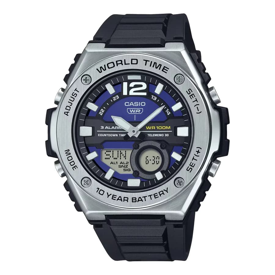 ساعة يد رقمية مقاومة للماء بتصميم عصري ومزايا متعددة من CASIO MWQ-100-2AVDF