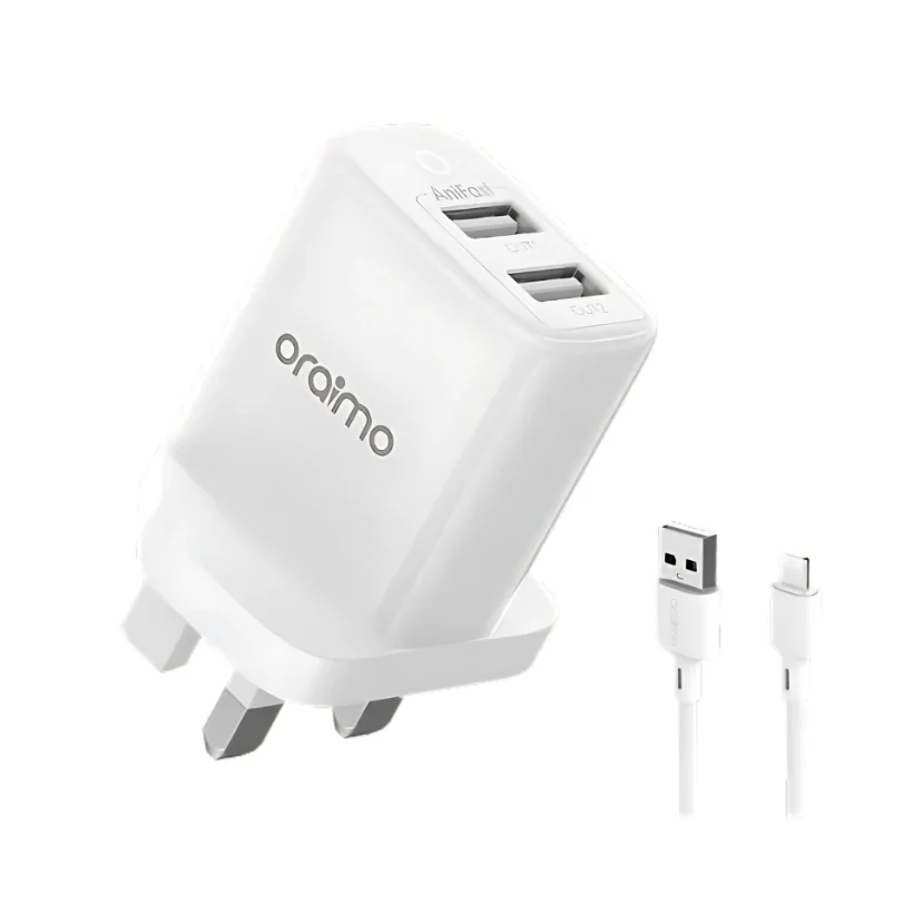 شاحن Oraimo Firefly 2U 12W مع كابل Lightning أبيض 5517