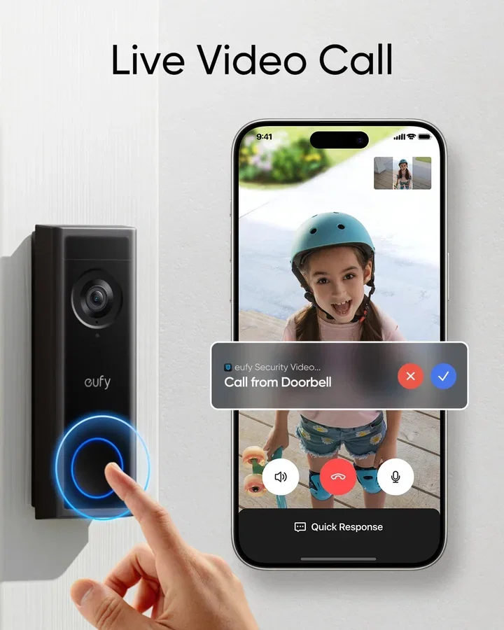 جرس باب ذكي eufy Video Doorbell C30 بدقة 2K - أسود 6790