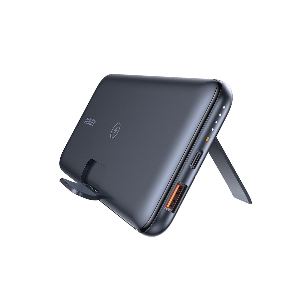 باور بانك Aukey PB-WL02 بقوة 18 واط، بتقنية PD QC 3.0، سعة 10000 مللي أمبير/ساعة، مع حامل قابل للطي وشحن لاسلكي — 2