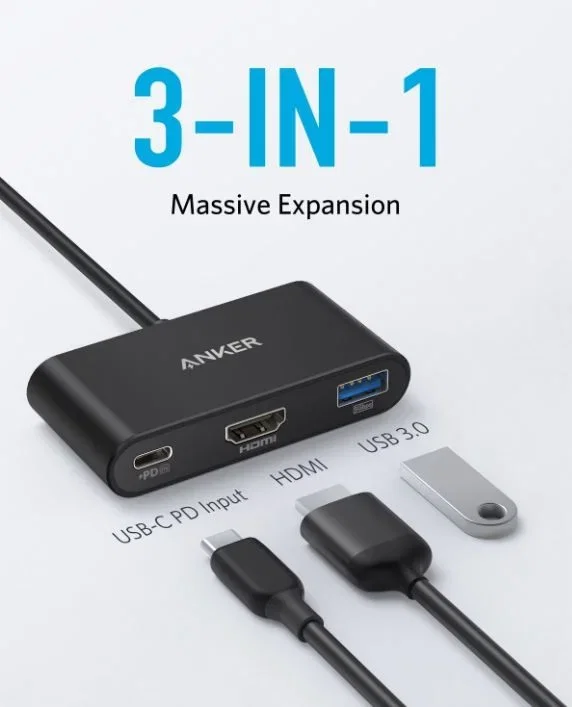 أنكر باور إكسباند 3 في 1 USB-C PD هب رمادي 5776