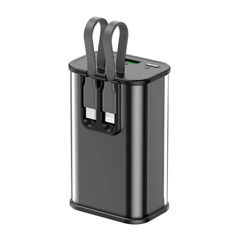 باور بنك Havit PB94 بسعة 10000mAh مع كابلات مدمجة USB-C وLightning - أسود PB94-black — 3