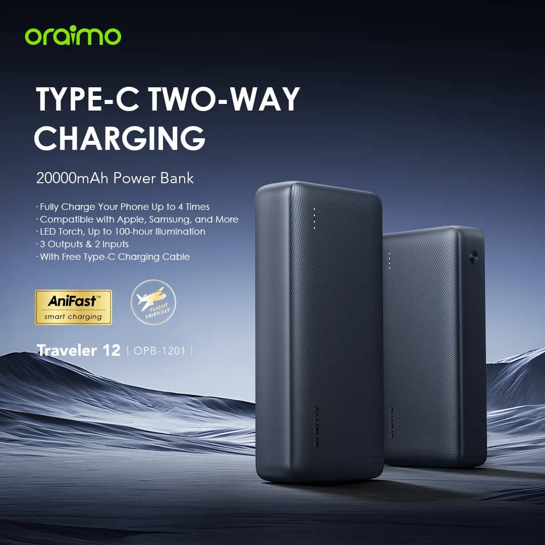 شاحن طوارئ Oraimo Traveler 20000mAh 12W Power Bank OPB-1201 — 2