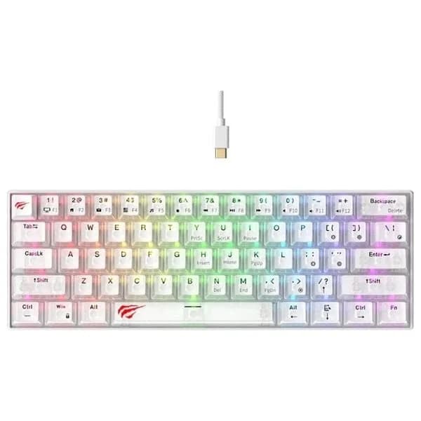 كيبورد ميكانيكي للألعاب Havit KB903L أبيض مع إضاءة RGB وتصميم مدمج - KB903L-white — 3