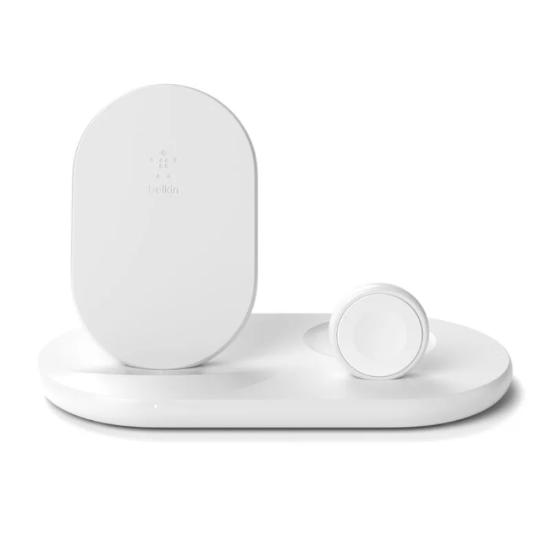 شاحن لاسلكي بلكين بوست تشارج ٣ × ١ لأجهزة آيفون و Apple Watch و AirPods - WIZ001myWH — 2
