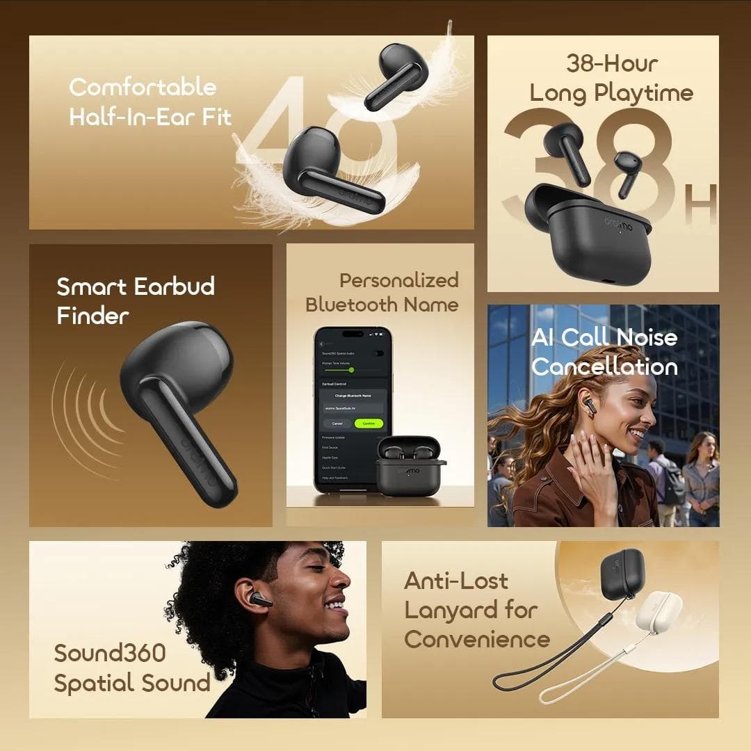 سماعات أذن لاسلكية حقيقية Oraimo SpaceBuds Air OTW-324S(Black) — 4