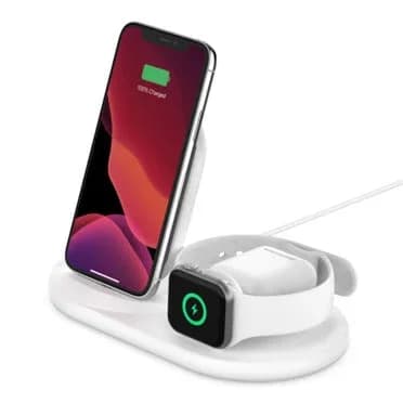 شاحن لاسلكي بلكين بوست تشارج ٣ × ١ لأجهزة آيفون و Apple Watch و AirPods - WIZ001myWH — 4