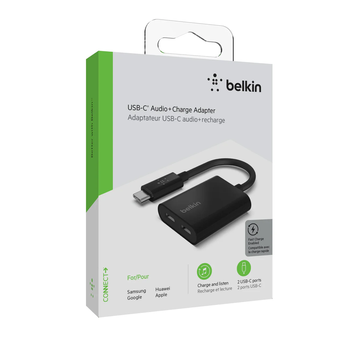 محول Belkin USB-C للشحن والصوت - أسود F7U081btBLK — 3