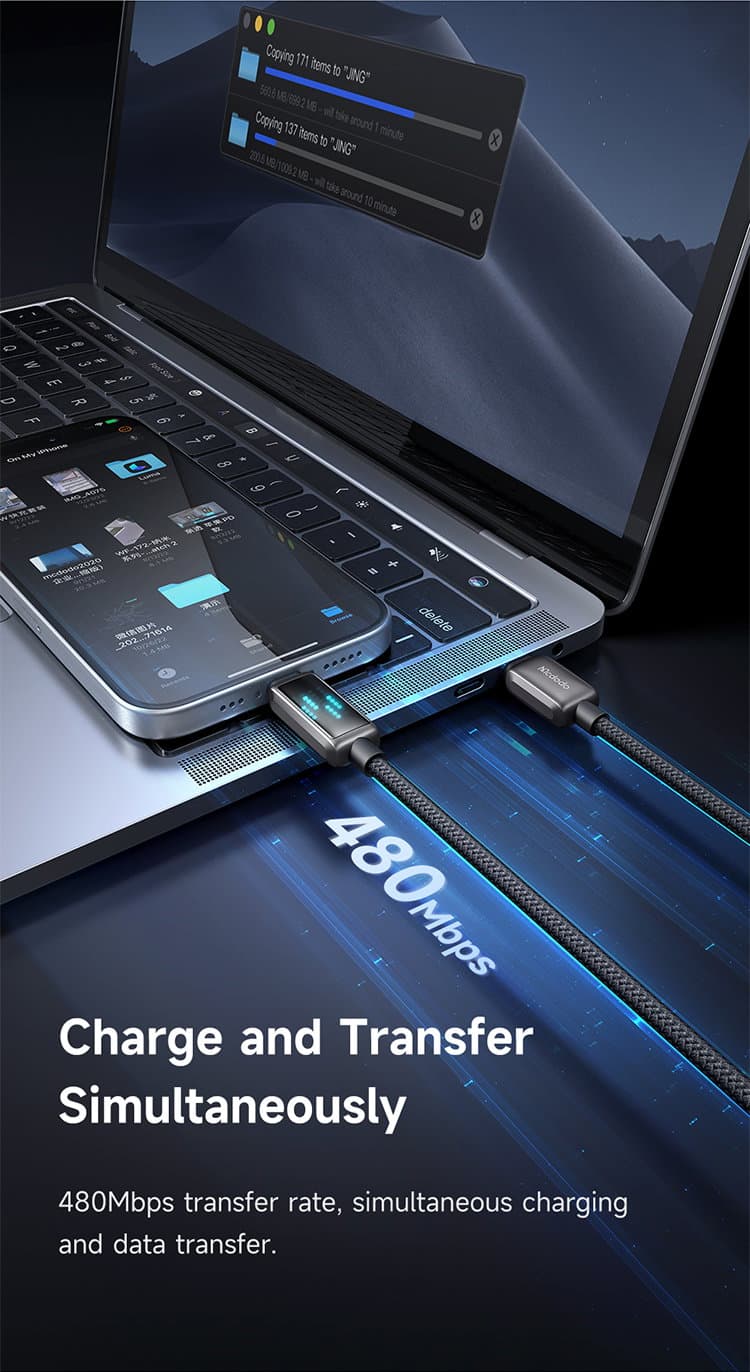 كيبل بيانات Mcdodo MC LED Display USB-C إلى Lightning 36W بطول 1.2 متر - CA-2630 — 3