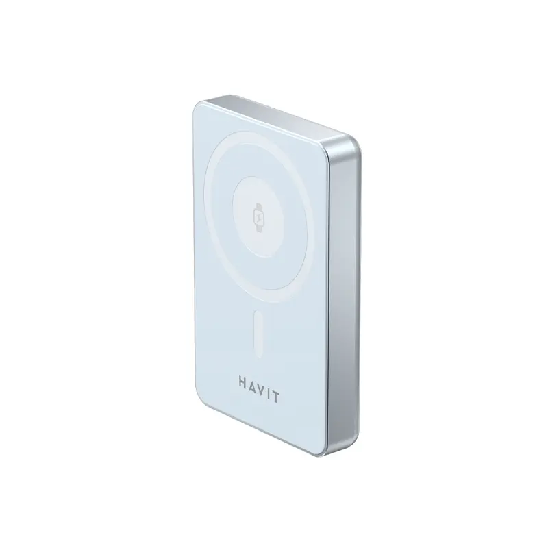 شاحن طوارئ Havit PB5219 بسعة 10000mAh مع شحن لاسلكي مغناطيسي - أزرق PB5219-blue