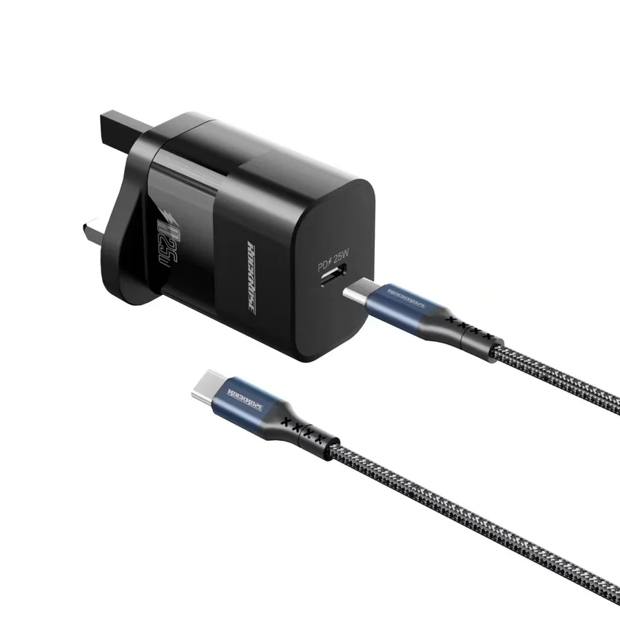 شاحن Rockrose RRTCC36UK بقدرة 25W مع تقنية PD ومنفذ Type-C وكابل شحن بطول 1 متر