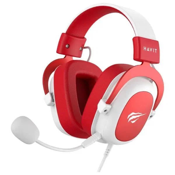 سماعة رأس ألعاب Havit H2002d أبيض/أحمر مع مايكروفون قابل للفك H2002d-White+Red