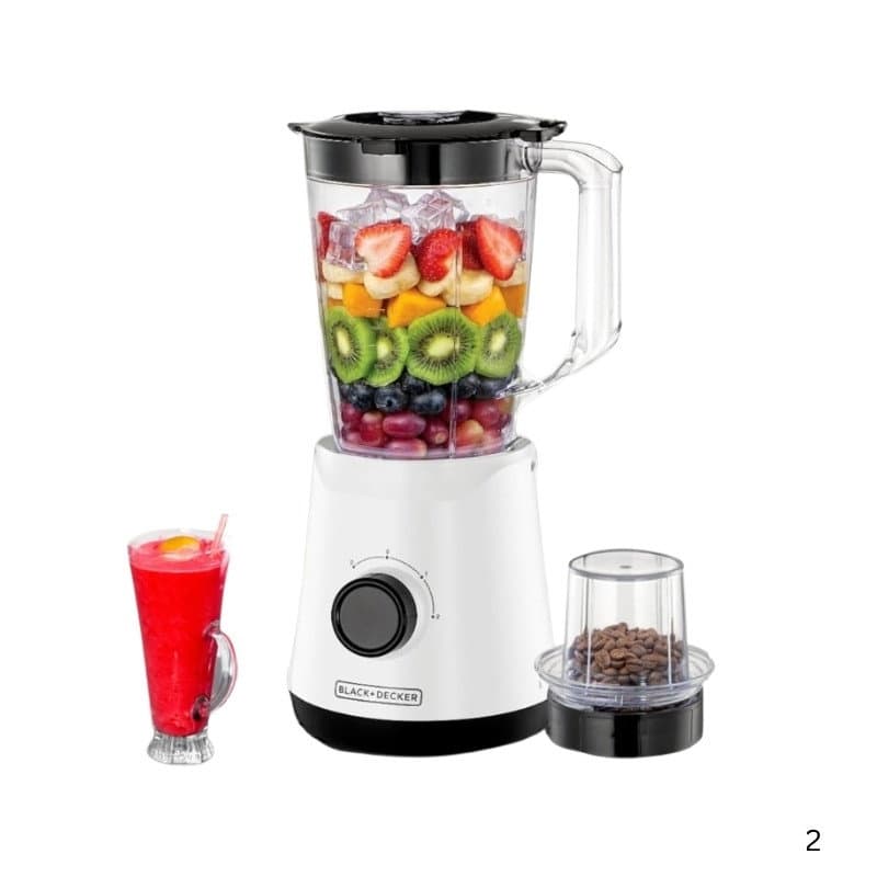 خلاط كهربائي أبيض مع مطحنة Black+Decker BX520-B5
