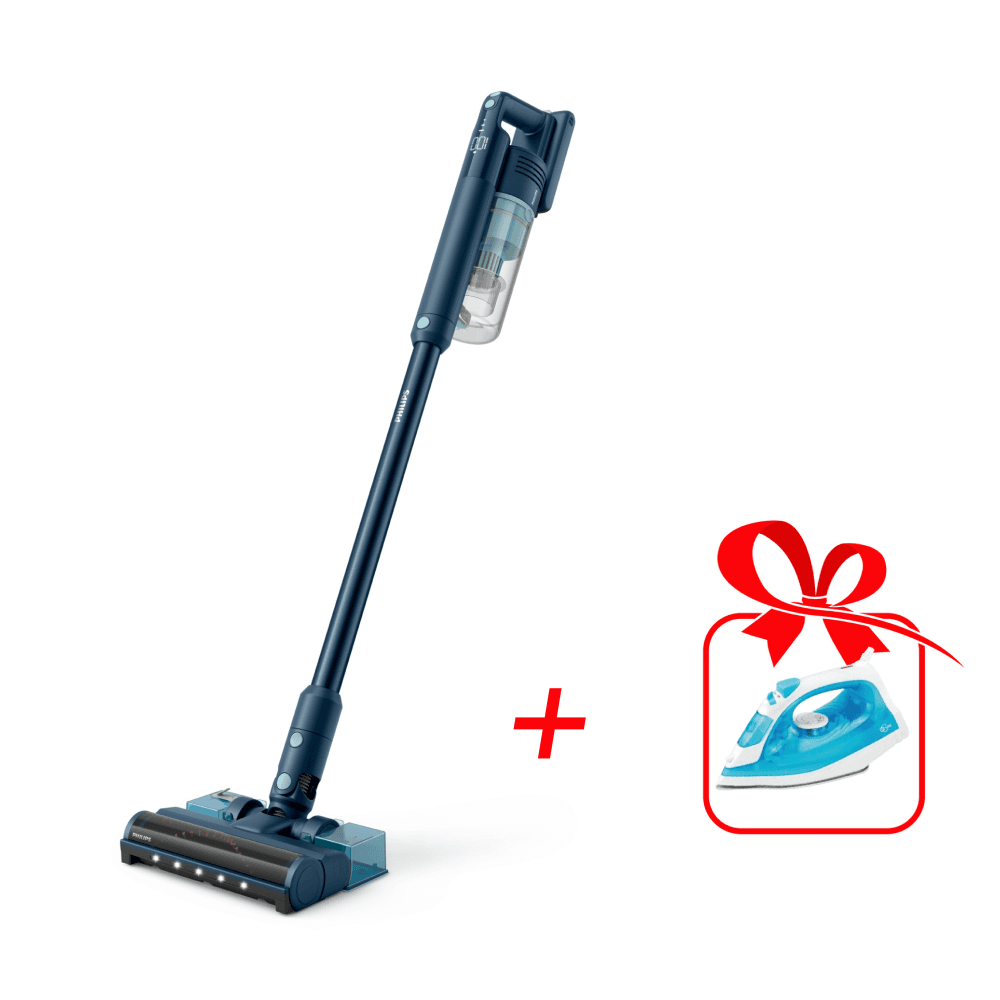مكنسة كهربائية لاسلكية مع وظيفة المسح XC504161 من Philips مع ايكاسا مكوى بخاري 2000 واط أزرق | SL2077A