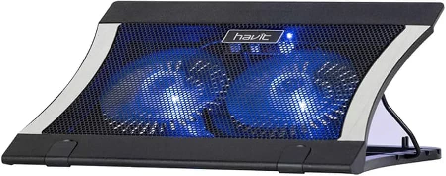 قاعدة تبريد لابتوب Havit HV-F2051-Black مع مروحتين وارتفاع قابل للتعديل