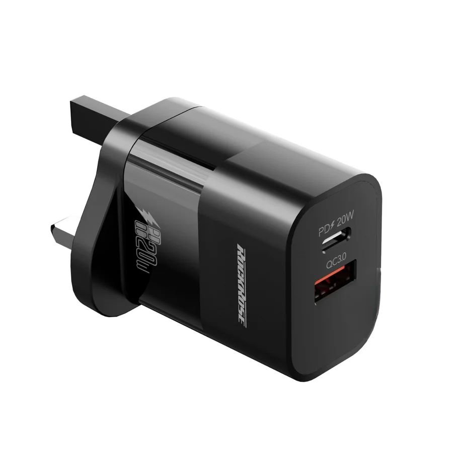 شاحن Rockrose ثنائي المنافذ بتقنية PD و QC 3.0 - RRTC30UK