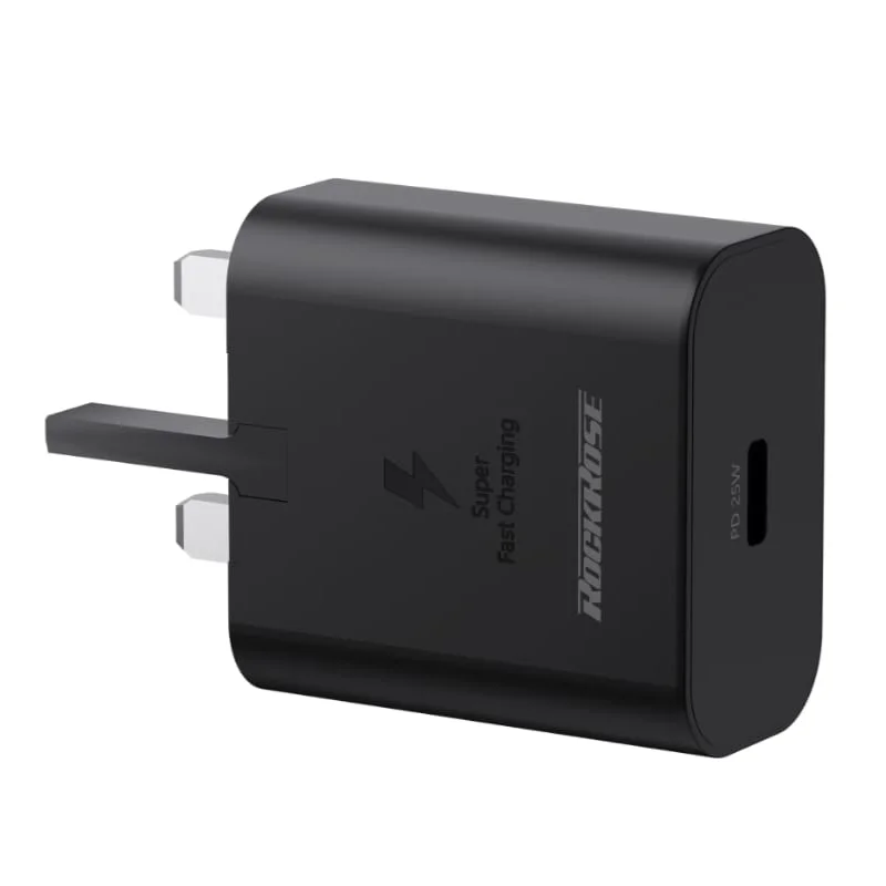 شاحن Rockrose RRTC36UK ثلاثي بقدرة 25W وتقنية PD ومنفذ Type-C