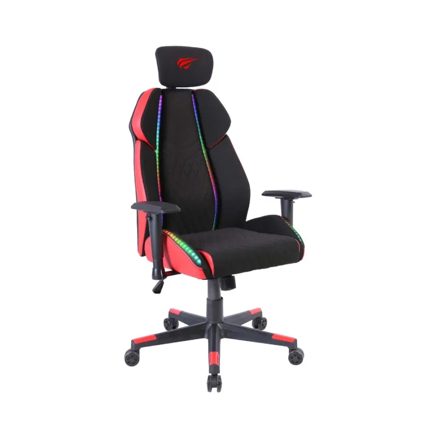 كرسي ألعاب هافت GC938 أسود وأحمر مع إضاءة LED - GC938-Black+Red